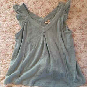 a.n.a Light Blue V-Neck Ruffle Sleeve Camisole